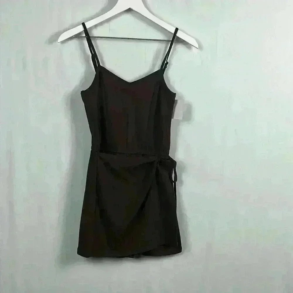 Mmmmm Womens Romper Chocolate Brown XS Wrap Around Adjustable Straps Stretchy